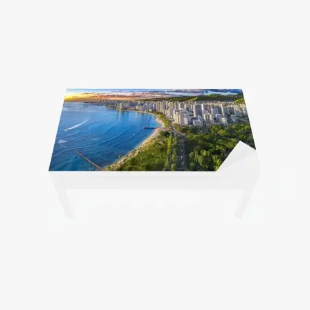 Chapa adhesiva para mesa y escritorio vista panorámica de Waikiki al atardecer – Pixers®