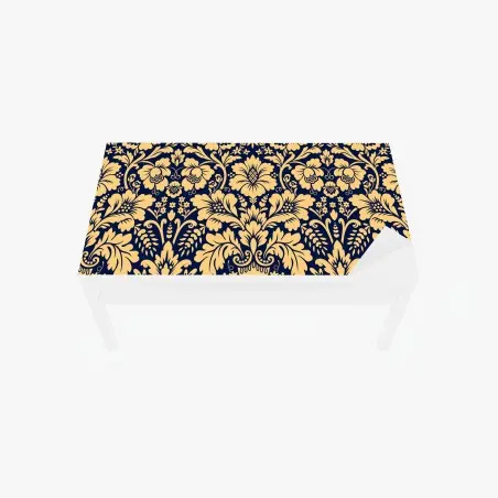 Chapa adhesiva para mesa y escritorio damasco floral elegante en azul marino y dorado – Pixers®