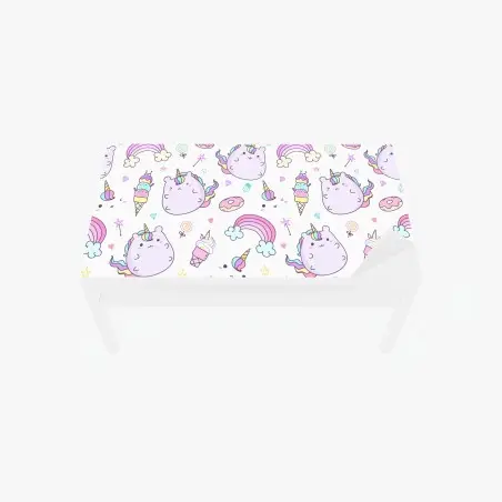 Chapa adhesiva para mesa y escritorio diseño infantil de unicornios kawaii y arcoíris – Pixers®