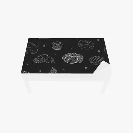 Chapa adhesiva para mesa y escritorio patrón de panadería en blanco y negro – Pixers®