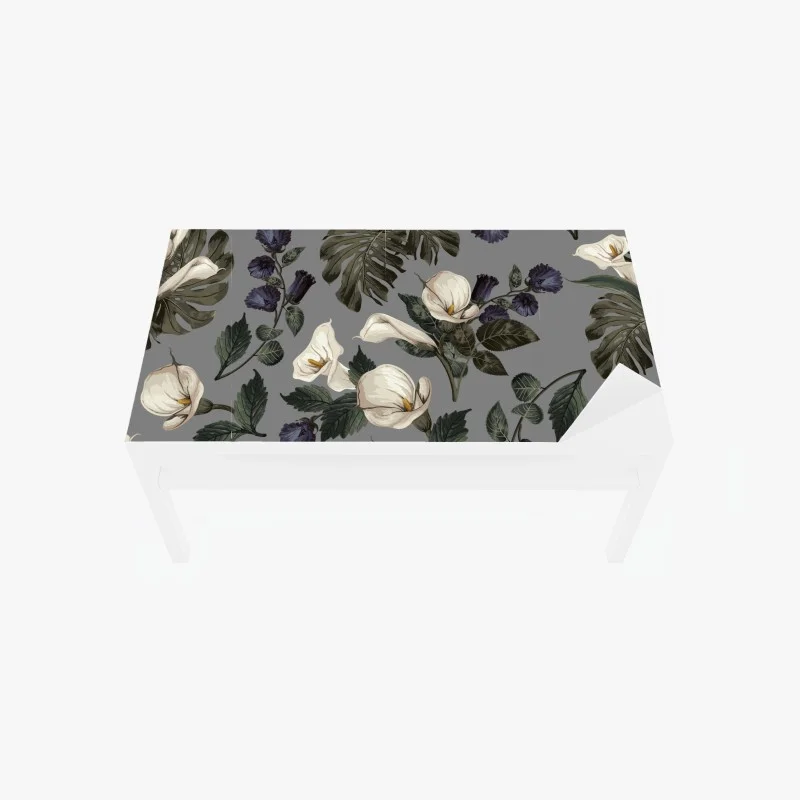 Chapa adhesiva para mesa y escritorio estampado botánico de calas y hojas tropicales