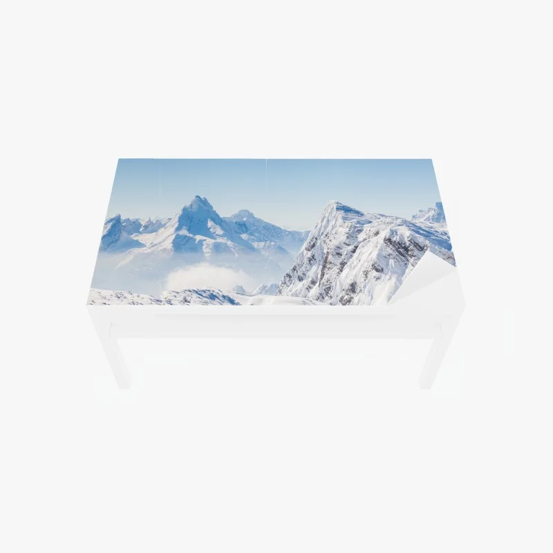 Chapa adhesiva para mesa y escritorio paisaje invernal de montañas nevadas