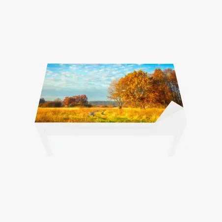 Chapa adhesiva para mesa y escritorio amanecer otoñal en la pradera – Pixers®