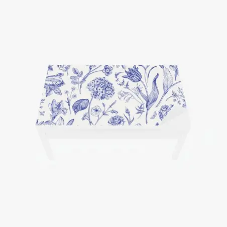 Chapa adhesiva para mesa y escritorio estampado floral clásico en azul y marfil – Pixers®