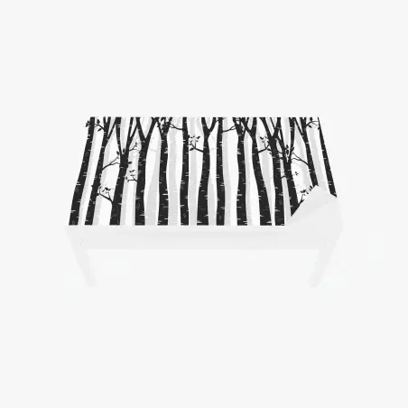 Chapa adhesiva para mesa y escritorio bosque de abedules en blanco y negro – Pixers®