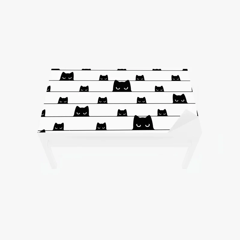 Chapa adhesiva para mesa y escritorio patrón de gatos asomados en blanco y negro