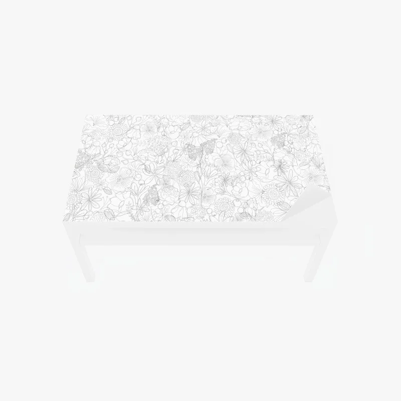 Chapa adhesiva para mesa y escritorio diseño floral en líneas delicadas