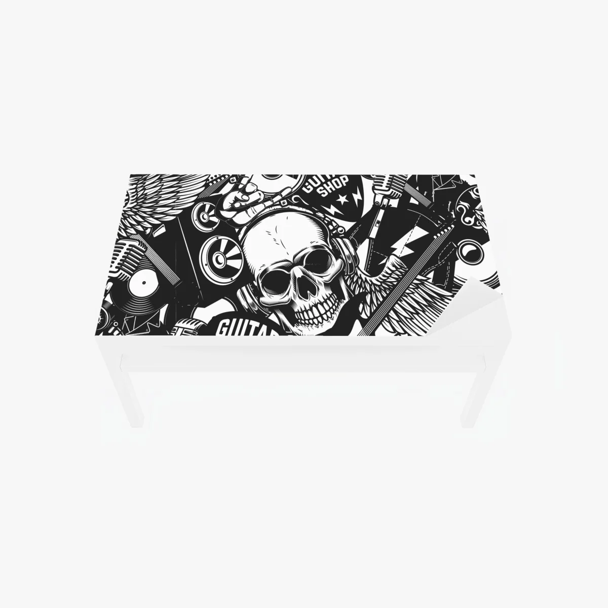 Chapa adhesiva para mesa y escritorio calavera rock y guitarras en diseño monocromo – Pixers® Chapa adhesiva para mesa y escritorio calavera rock y guitarras en diseño monocromo – Pixers®