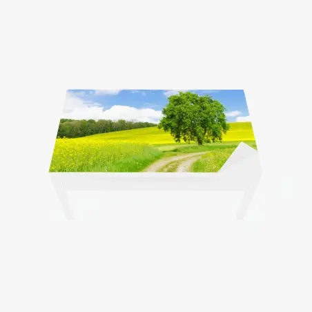 Chapa adhesiva para mesa y escritorio camino rural entre campos amarillos – Pixers®