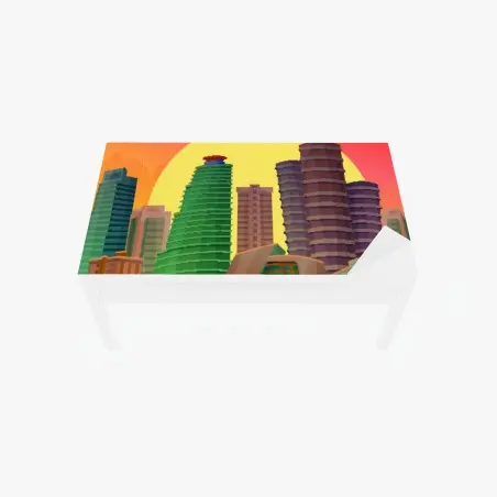 Chapa adhesiva para mesa y escritorio puesta de sol en Miami: skyline tropical – Pixers®
