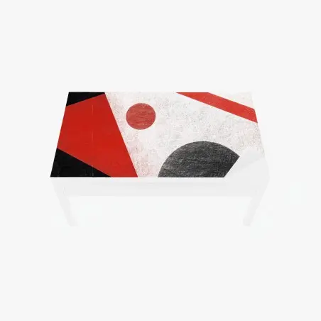 Chapa adhesiva para mesa y escritorio composición geométrica abstracta en rojo y negro – Pixers®