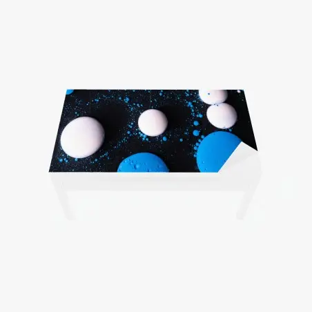 Chapa adhesiva para mesa y escritorio mural abstracto de círculos azules y blancos – Pixers®