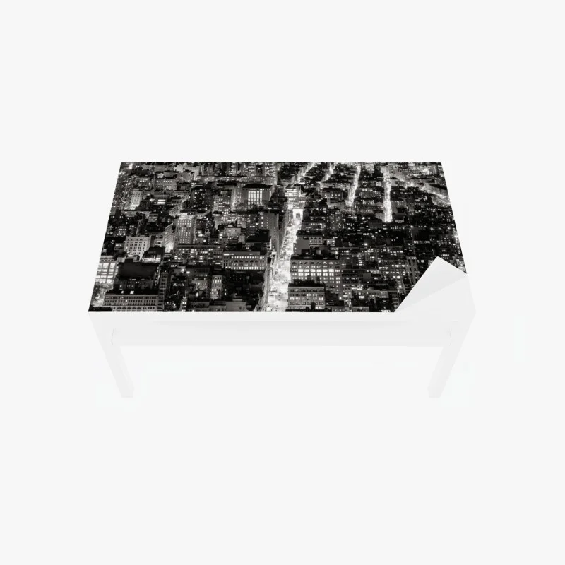 Chapa adhesiva para mesa y escritorio panorama nocturno de Nueva York en blanco y negro