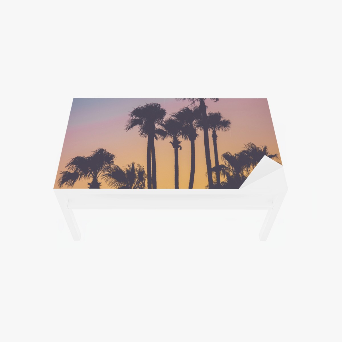 Chapa adhesiva para mesa y escritorio palmeras en silueta sobre cielo degradado al atardecer – Pixers®