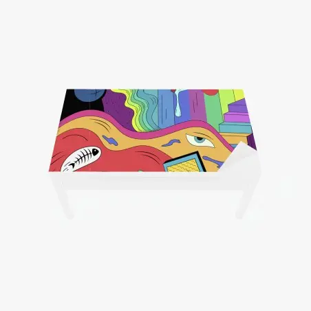 Chapa adhesiva para mesa y escritorio ondas psicodélicas y formas surrealistas – Pixers®