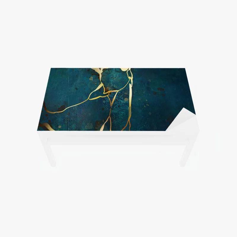 Chapa adhesiva para mesa y escritorio elegancia marina con vetas doradas