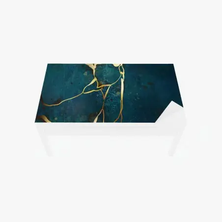 Chapa adhesiva para mesa y escritorio elegancia marina con vetas doradas – Pixers®