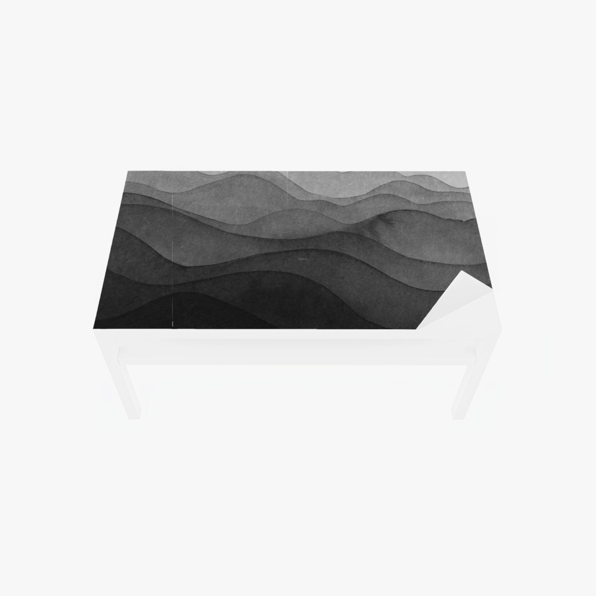 Chapa adhesiva para mesa y escritorio paisaje montañoso en capas de tinta negra – Pixers®