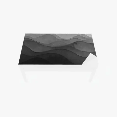 Chapa adhesiva para mesa y escritorio paisaje montañoso en capas de tinta negra – Pixers®