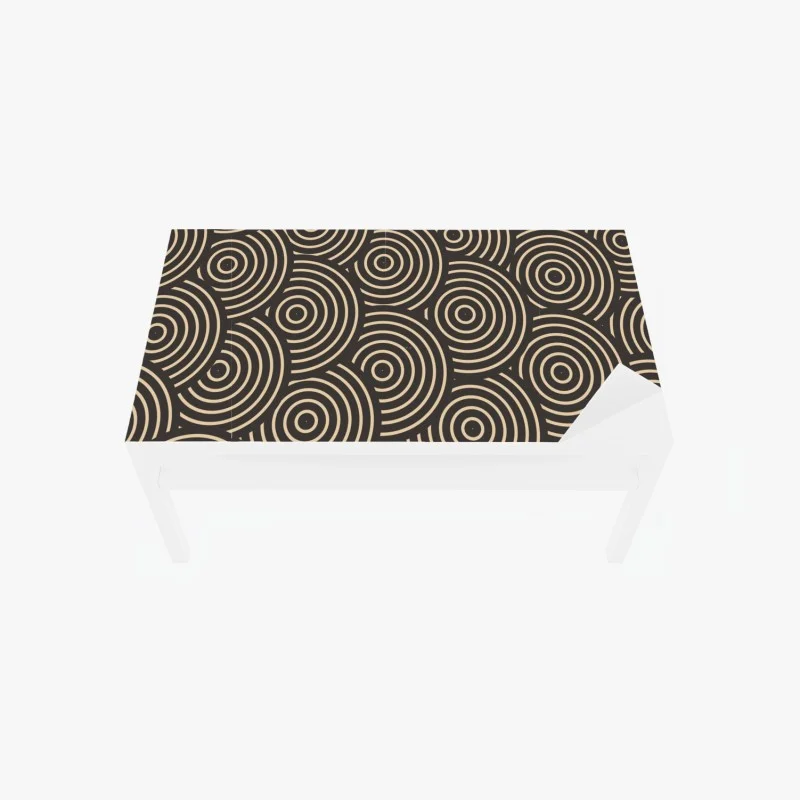 Chapa adhesiva para mesa y escritorio patrón de círculos concéntricos en tonos beige y negro