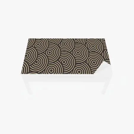 Chapa adhesiva para mesa y escritorio patrón de círculos concéntricos en tonos beige y negro – Pixers®