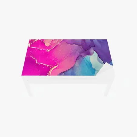 Chapa adhesiva para mesa y escritorio paisaje abstracto en tinta al alcohol fucsia y turquesa – Pixers®