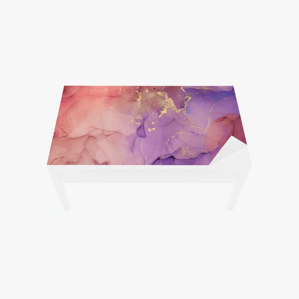 Chapa adhesiva para mesa y escritorio ensueño abstracto en rosa y morado con vetas doradas – Pixers®