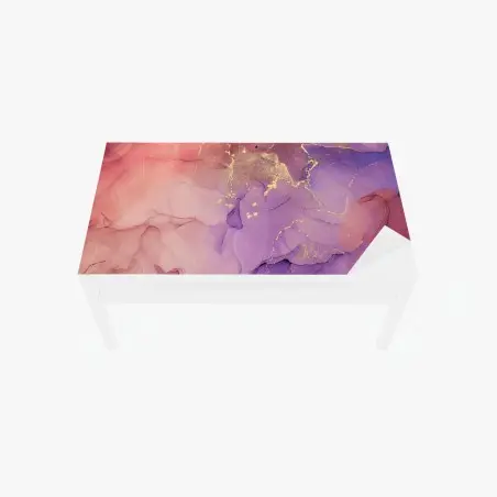 Chapa adhesiva para mesa y escritorio ensueño abstracto en rosa y morado con vetas doradas – Pixers®