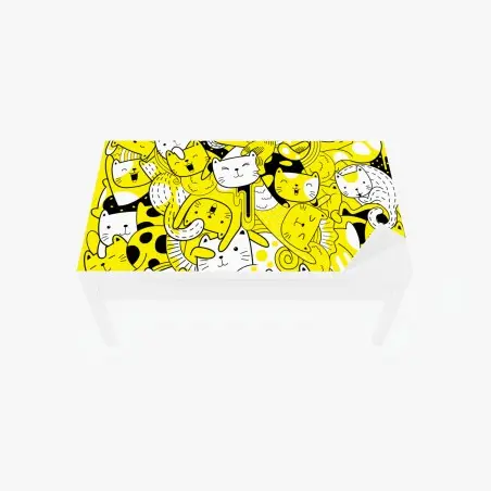 Chapa adhesiva para mesa y escritorio fiesta de gatos amarillos y blancos – Pixers®
