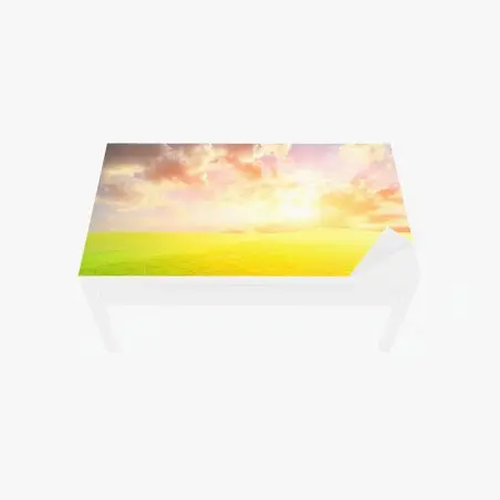 Chapa adhesiva para mesa y escritorio atardecer dorado en pradera – Pixers®