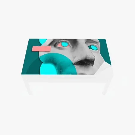 Chapa adhesiva para mesa y escritorio rostro clásico en estilo pop geométrico – Pixers®