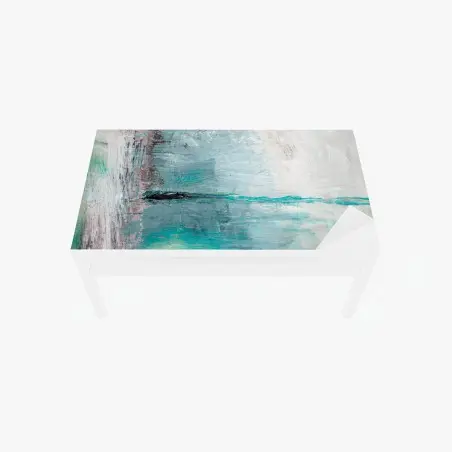 Chapa adhesiva para mesa y escritorio paisaje abstracto en tonos turquesa y plateados – Pixers®