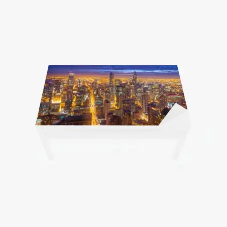 Chapa adhesiva para mesa y escritorio panorama nocturno de Chicago – Pixers®