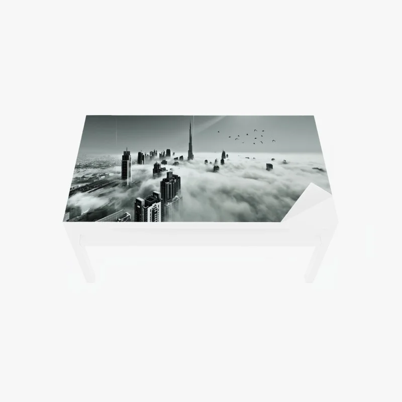 Chapa adhesiva para mesa y escritorio rascacielos de Dubai entre las nubes