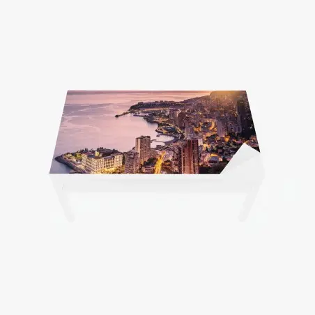 Chapa adhesiva para mesa y escritorio panorámica costera urbana al atardecer – Pixers®