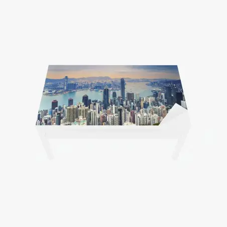 Chapa adhesiva para mesa y escritorio panorámica de Hong Kong al atardecer – Pixers®
