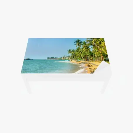 Chapa adhesiva para mesa y escritorio playa tropical con palmeras y barcas – Pixers®