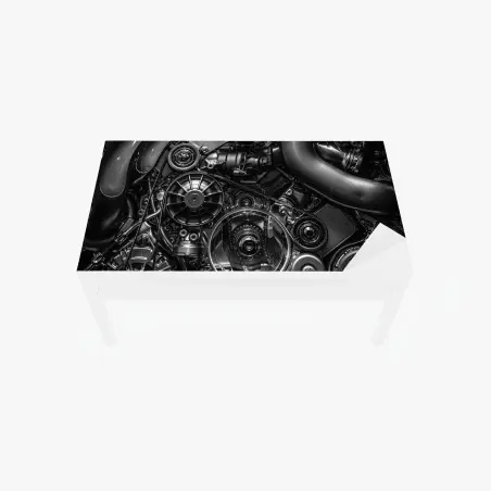 Chapa adhesiva para mesa y escritorio detalle mecánico industrial en blanco y negro – Pixers®