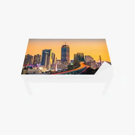 Chapa adhesiva para mesa y escritorio puesta de sol sobre el puente Tobin y el skyline de Boston – Pixers®