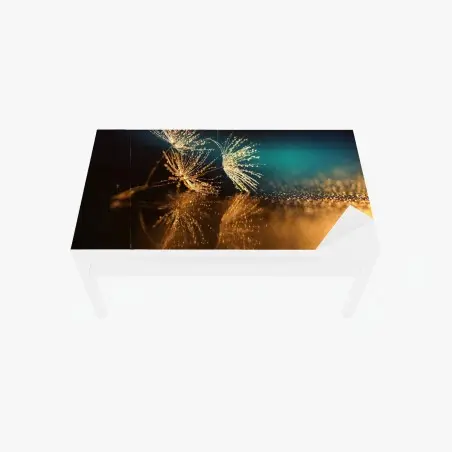 Chapa adhesiva para mesa y escritorio reflejo dorado de semillas de diente de león – Pixers®