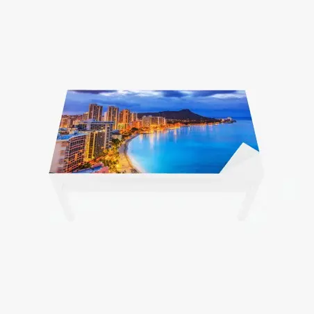 Chapa adhesiva para mesa y escritorio amanecer en Waikiki con Diamond Head, Honolulu – Pixers®