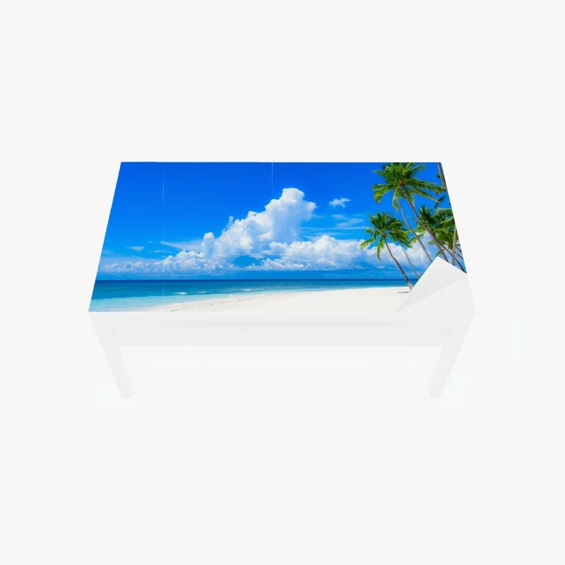 Chapa adhesiva para mesa y escritorio paraíso tropical de palmeras en la playa