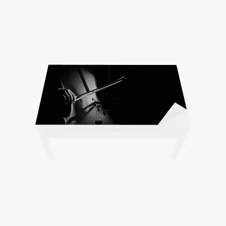 Chapa adhesiva para mesa y escritorio melodía en sombras: violonchelo en primer plano – Pixers®