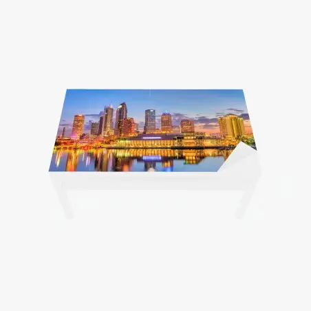 Chapa adhesiva para mesa y escritorio panorama urbano de Tampa al atardecer – Pixers®
