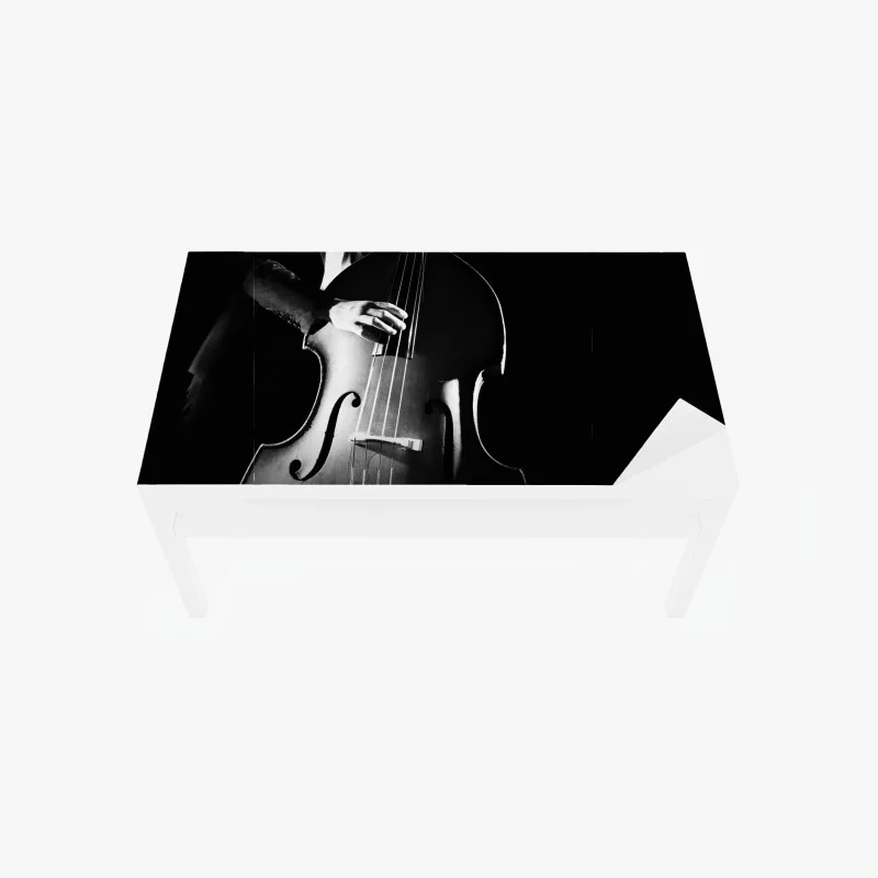 Chapa adhesiva para mesa y escritorio elegancia del contrabajo en blanco y negro