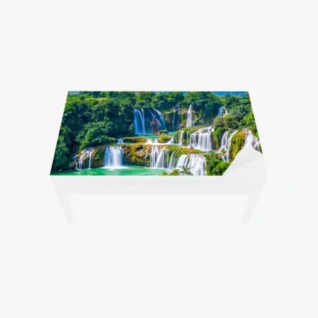 Chapa adhesiva para mesa y escritorio oasis de cascadas en tonos esmeralda – Pixers®