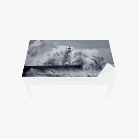 Chapa adhesiva para mesa y escritorio faro en la boca del Duero rodeado de olas – Pixers®