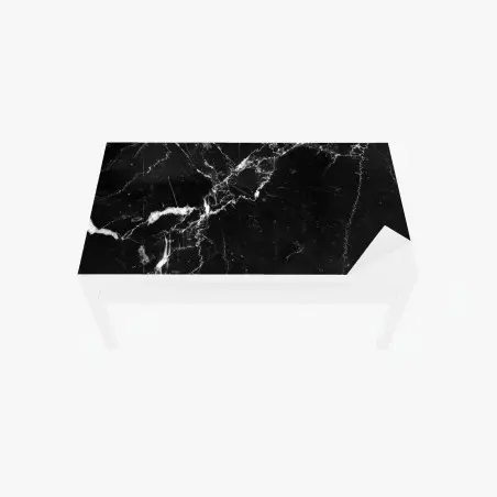 Chapa adhesiva para mesa y escritorio textura de mármol negro con vetas blancas – Pixers®