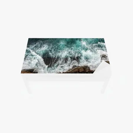 Chapa adhesiva para mesa y escritorio olas sobre acantilado en tonos turquesa – Pixers®