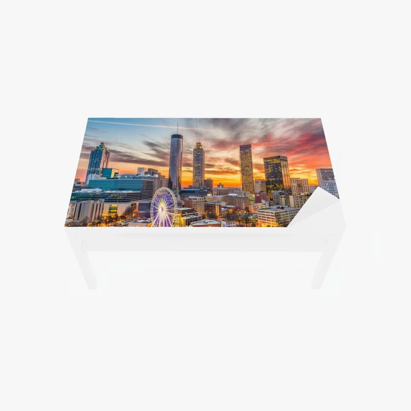 Chapa adhesiva para mesa y escritorio skyline de Atlanta al atardecer